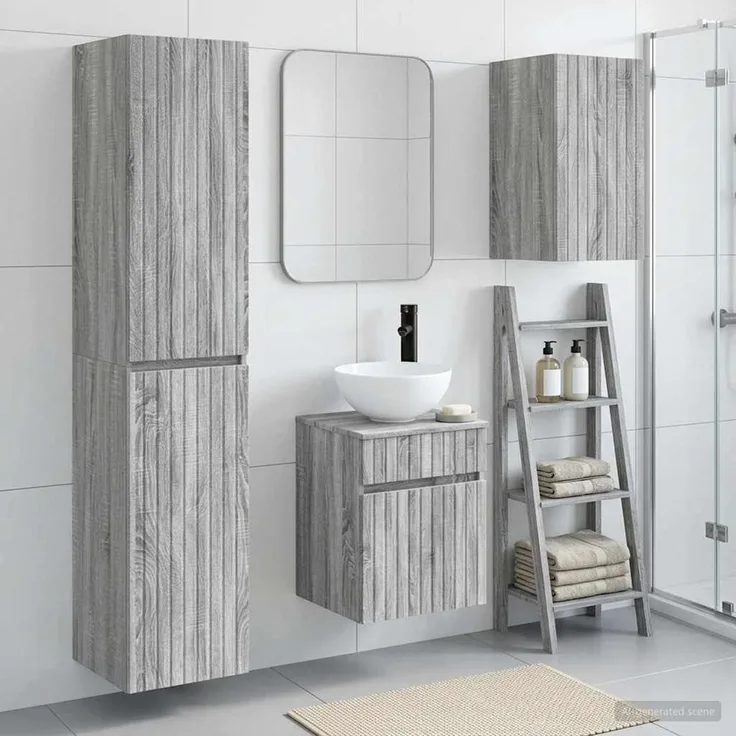vidaXL Badezimmerschrank-Set 3 stk. Grau Sonoma 33 x 34,5 x 160 cm 3406089
