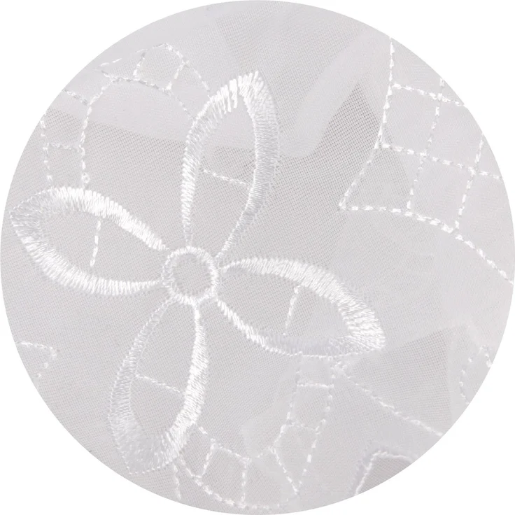Bistrogardine ( Blumen Ornament ) mit Schlaufenaufhängung ( 45 x 155 cm ), transparente uni Scheibengardine, Vorhang, Kurzgardine, Voile Gardine – Bild 8