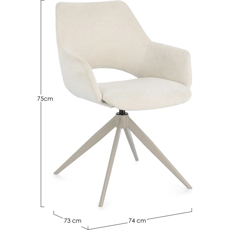 Esszimmerstuhl Vivian mit Armlehne, gepolstert aus Stoff, modern drehbar, Farbe Moon Sand – Bild 5