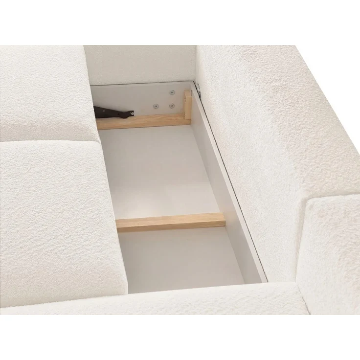 GRAINGOLD Ecksofa Avelin, Eckcouch für Wohnzimmer, L-Form mit Schlaffunktion und Bettkasten, Bouclé-Stoff, Creme, Links – Bild 8