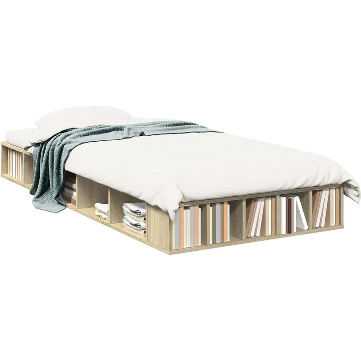 vidaXL Bettgestell mit Stauraum Sonoma-Eiche 80 x 200 cm Holzwerkstoff 3429550 – Bild 2
