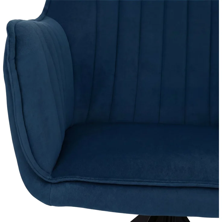 6er-Set Esszimmerstuhl HWC-L79, Küchenstuhl Lehnstuhl Stuhl Armlehnen, drehbar Auto-Position Stoff/Textil ~ blau – Bild 8