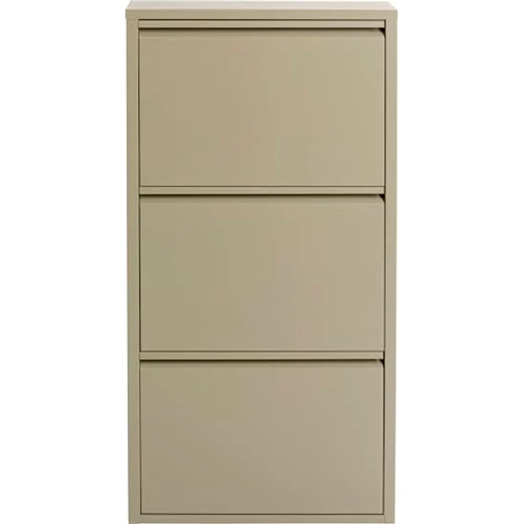 Kare Design Schuhschrank Caruso, Khaki, 104 x 50 x 15 cm, Schuhablage, Schuhkipper, Schuhregal, mit 3 Klappen, für 6 Paar Schuhe, Stahl, Schmal, Platzsparend, Hoch, Eingangsbereich – Bild 2