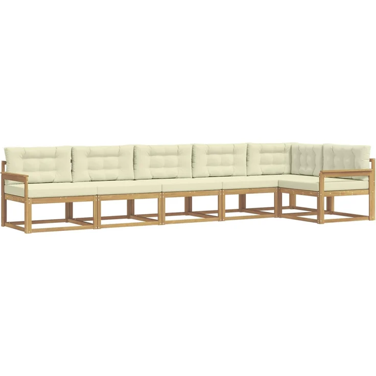 vidaXL Outdoor-Sofagarnitur 4 stk. 6-Sitzer Weiß und Creme Polyester 3386504 – Bild 2