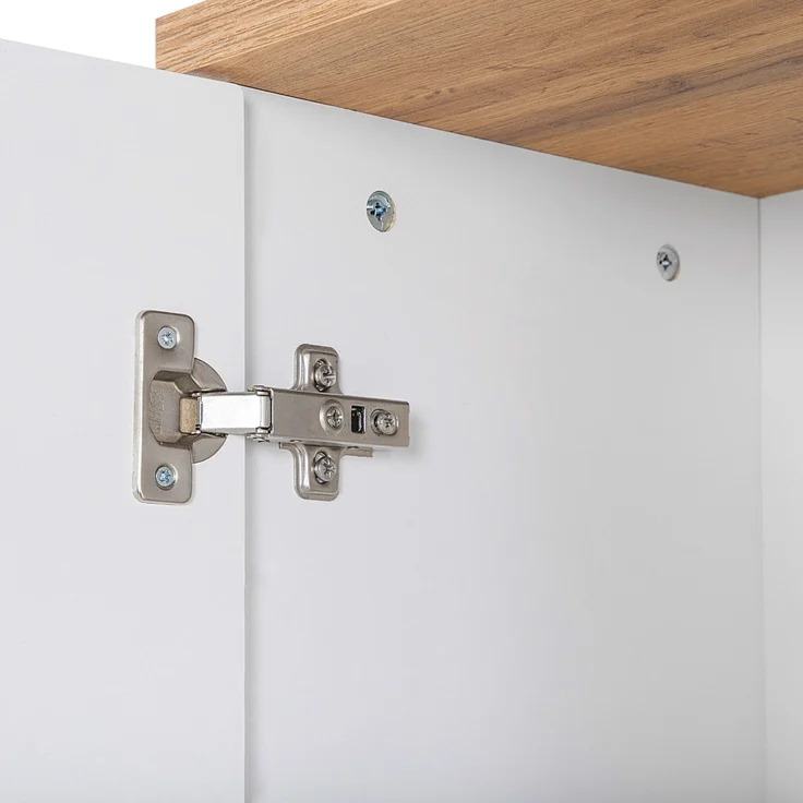 Badezimmer Hängeschrank SOLNA-56, Hochglanz weiß mit Wotaneiche, B x H x T ca. 35 x 70 x 20cm – Bild 4