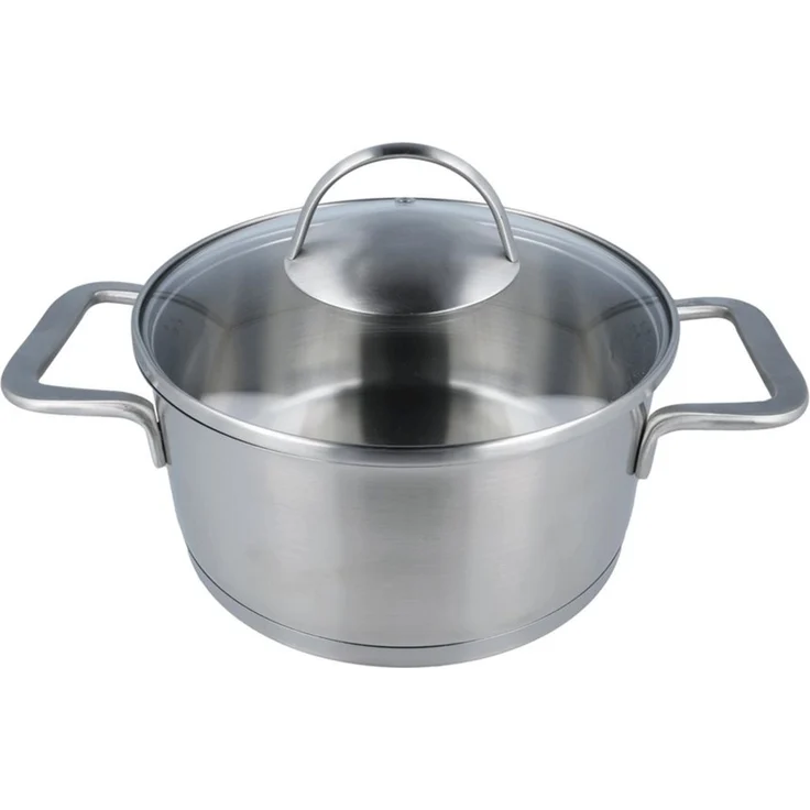 EUROHOME Kochtopf Schmortopf mit Glasdeckel passgenau und induktionsgeeignet, Edelstahl (1-tlg, Kochtopf Edelstahl Ø20 cm), Topf alle Herdarten, Universaltop mit Messskala – Bild 2