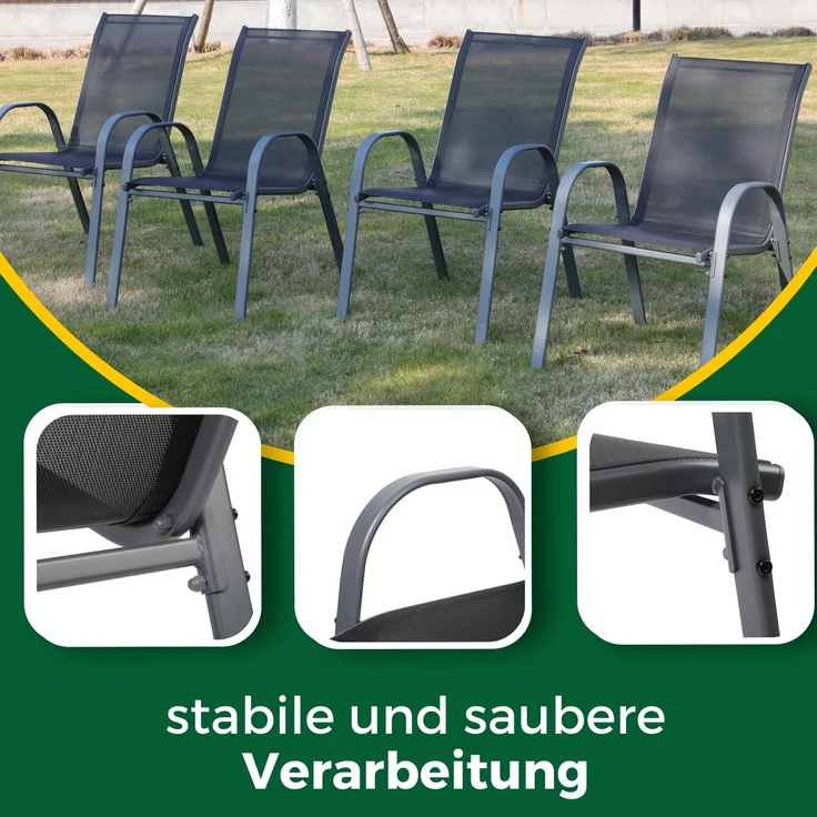Albatros Gartenstühle 4er Set Kuba – Gartenstühle Stapelbar mit robustem Metallgestell und hoher Belastbarkeit – bequeme Stapelstühle auch als Terrassenstühle oder Balkonstühle – Bild 5