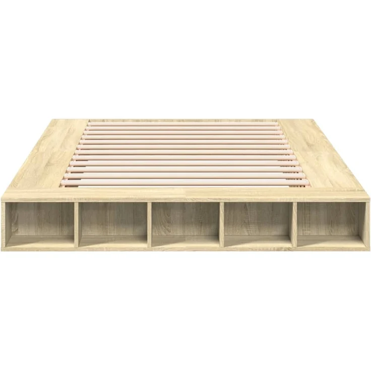 vidaXL Bettgestell Sonoma-Eiche 160x200 cm Holzwerkstoff 3280463 – Bild 4
