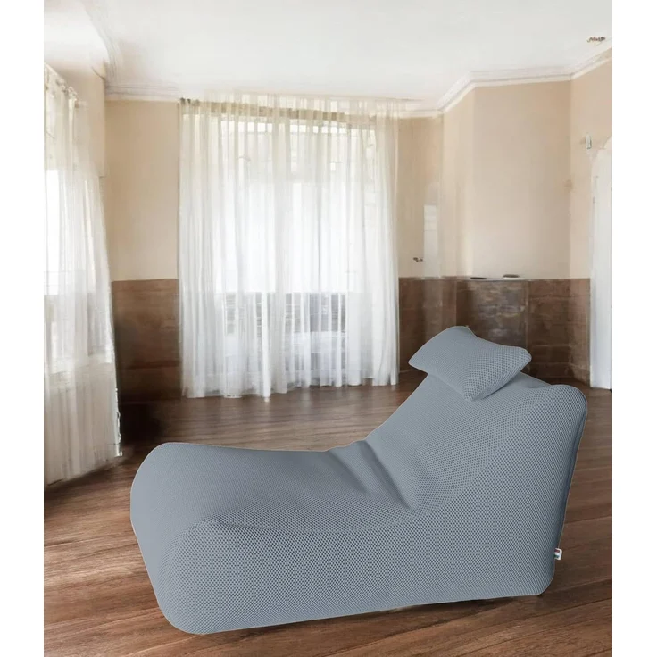 Talamo Italia - Pouf Abuli, Mehrzwecksessel, Sitzsack, Hockerhocker, Made in Italy, 70x120 h65 cm, Hellgrau