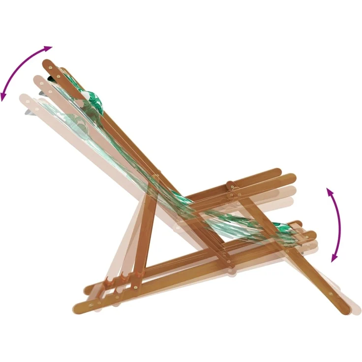 vidaXL Strandstuhl Klappbar Blattmuster Massivholz Eukalyptus Stoff 366562 – Bild 7