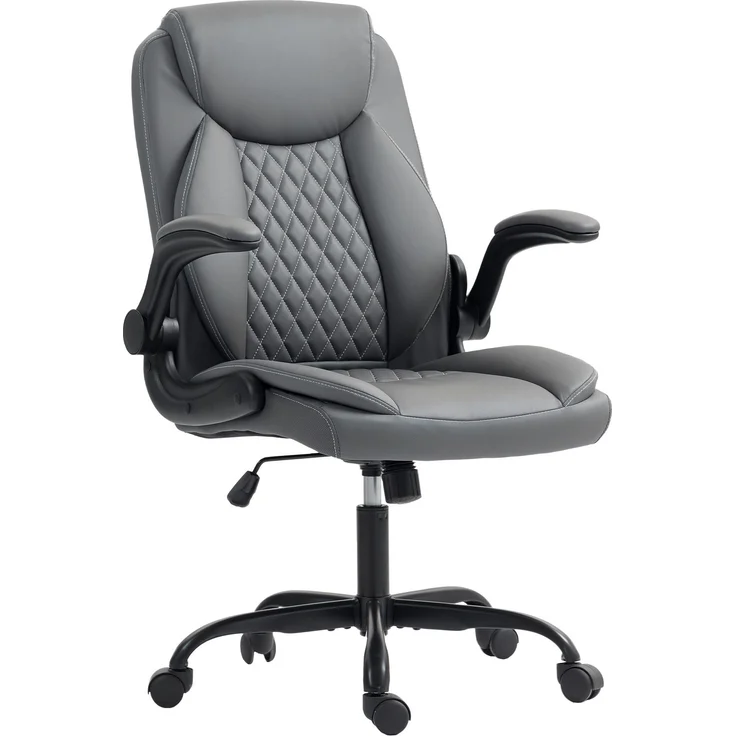 MELAYR, Bürostuhl, Ergonomischer Bürostuhl mit hochklappbaren Armlehnen, Höhenverstellbar, 62 x 28 x 53 cm, Dunkelgrau – Bild 1