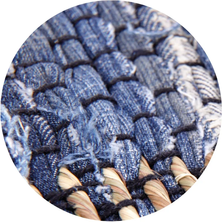 Teppich Läufer Matte Unterlage Vorleger Fußabtreter, breite Auswahl an modernen Fleckerl- und Baumwollteppichen (150cm Ø / Jeans Square) – Bild 8