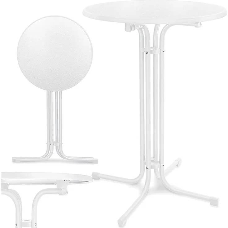 KESSER® Gastro Stehtisch klappbar - Gastronomie Bistrotisch rund - Wetterbeständiger Klapptisch Gartentisch - Runder Partytisch - Hitzebeständig - Stabil und sicher Weiß, Ø 80 cm, 1er Set