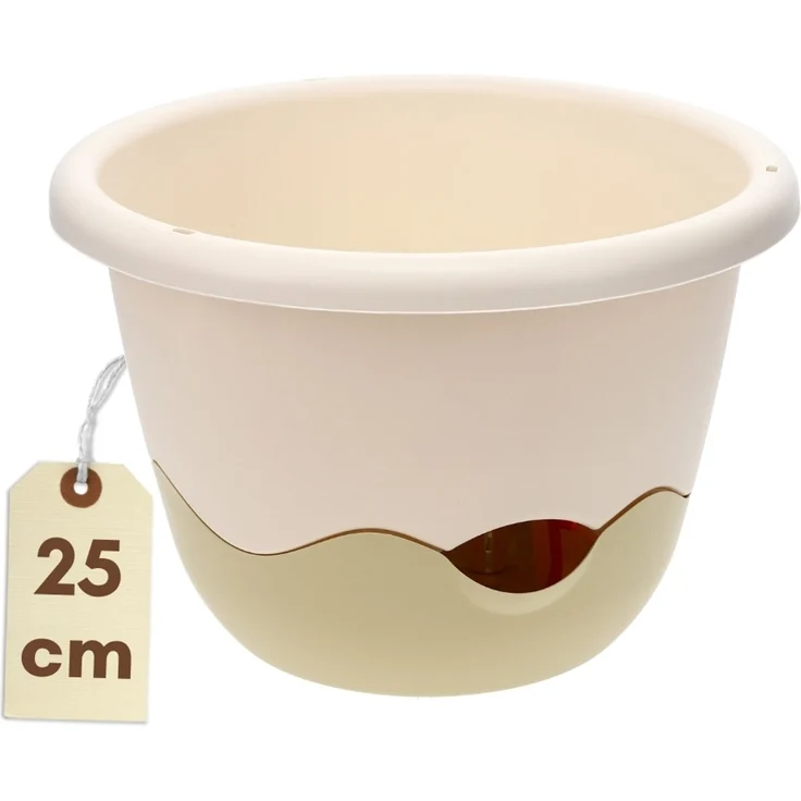 Blumentopf Hängend Blumenampel Außen Hängend Hängetopf Für Pflanzen Hängepflanzen Topf Hängeampel Hängender Blumentopf Mit Kette Wasserspeicher 25 Elfenbein – Bild 1