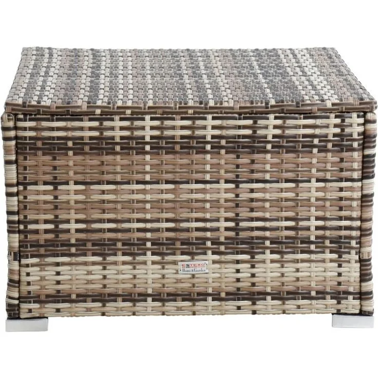 Rattanhocker Gartenhocker Hocker XXL Stuhl Polyrattan Sitzhocker Beige-Braun – Bild 4