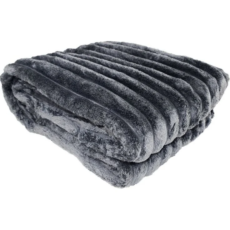 Marabella 'Cord' Wohndecke mit Flanelloptik und Glitzer, Polyester anthrazit, 150 x 200 cm – Bild 4