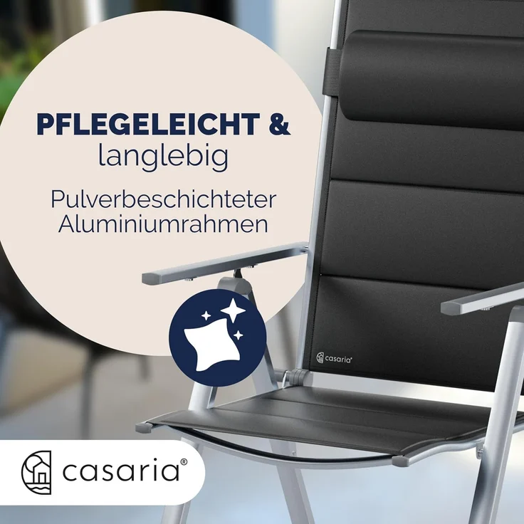 Casaria® Gartenstühle 2er Set Klappbar Gepolstert Alu 8- Fach Verstellbar 120 kg Belastbarkeit Wetterfest Outdoor Balkon Camping Hochlehner Klappstuhl – Bild 10