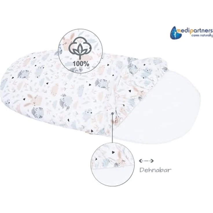Medi Partners Baby Spannbettlaken Kinderwagen Laken 86x40 Bettlaken Stubenwagen - 100% Baumwolle Fitted Sheet für Beistellbett Babybett Bezug (Glade) – Bild 4
