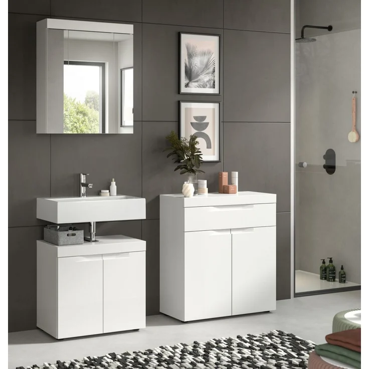 Badmöbel Set in Gusto weiß matt 3-teilig 150 cm – Bild 4