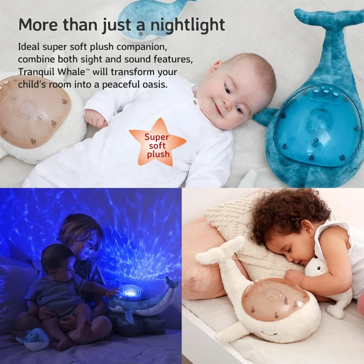 Cloud B Tranquil Family Whale Aqua Wal Familie Nachtlicht mit Sound – Bild 3