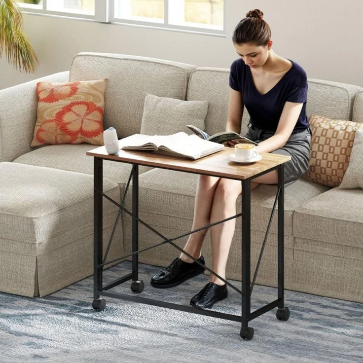 BBWL Klapptisch Klappschreibtisch mit Rollen, kompakter Computertisch 80 x 40 x 75 cm (platzsparender Arbeitstisch für Homeoffice und Studium) – Bild 2