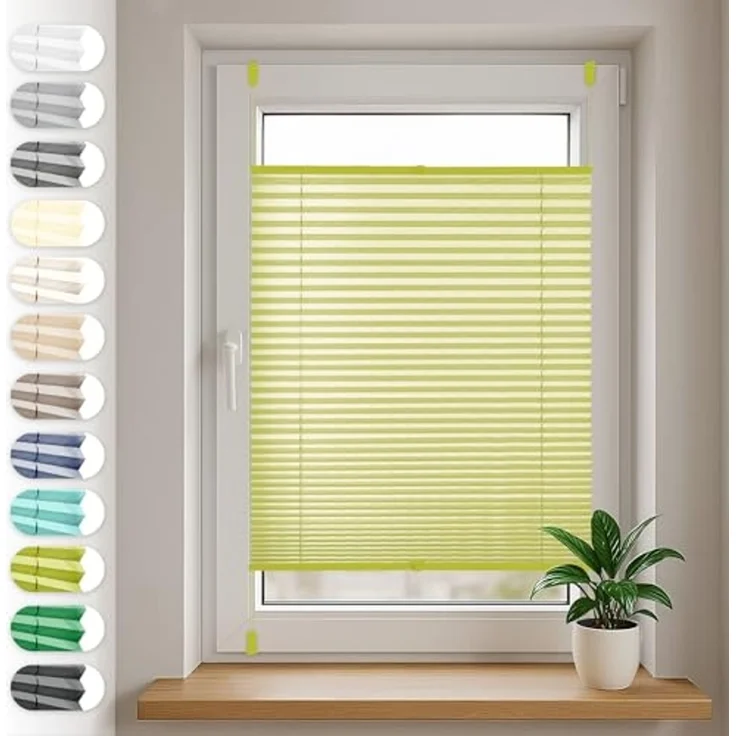 Sonello Plissee Klemmfix ohne Bohren 45x140 cm Olivgrün Faltrollo Plisseerollo Jalousie für Tür & Fenster Blickdicht Sichtschutz Sonnenschutz Fertifplissee Rollo – Bild 1