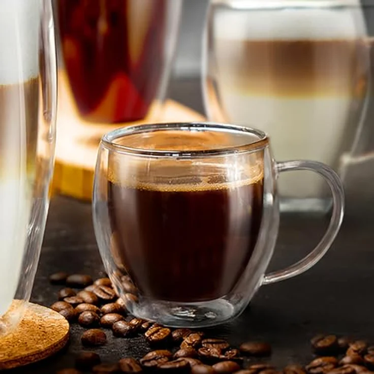 Creano Teeglas Thermoglas Espressoglas hoch, Borosilikatglas, 4 Gläser – Bild 3