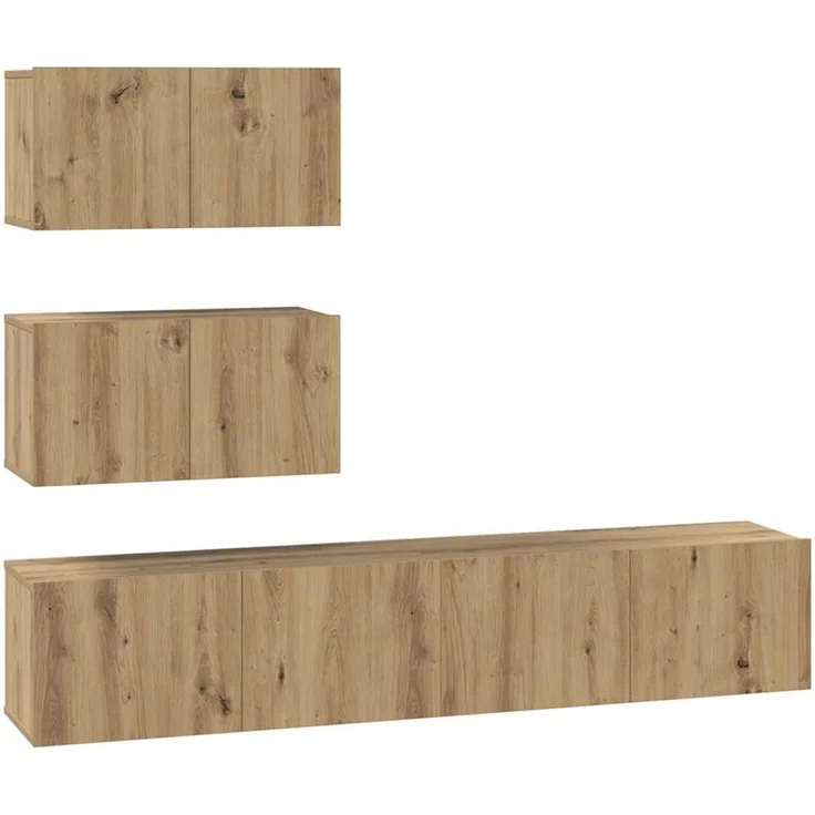vidaXL TV-Schrankset Wandmontiert 4 pcs Artisan-Eiche Holzwerkstoff 3393395 – Bild 1