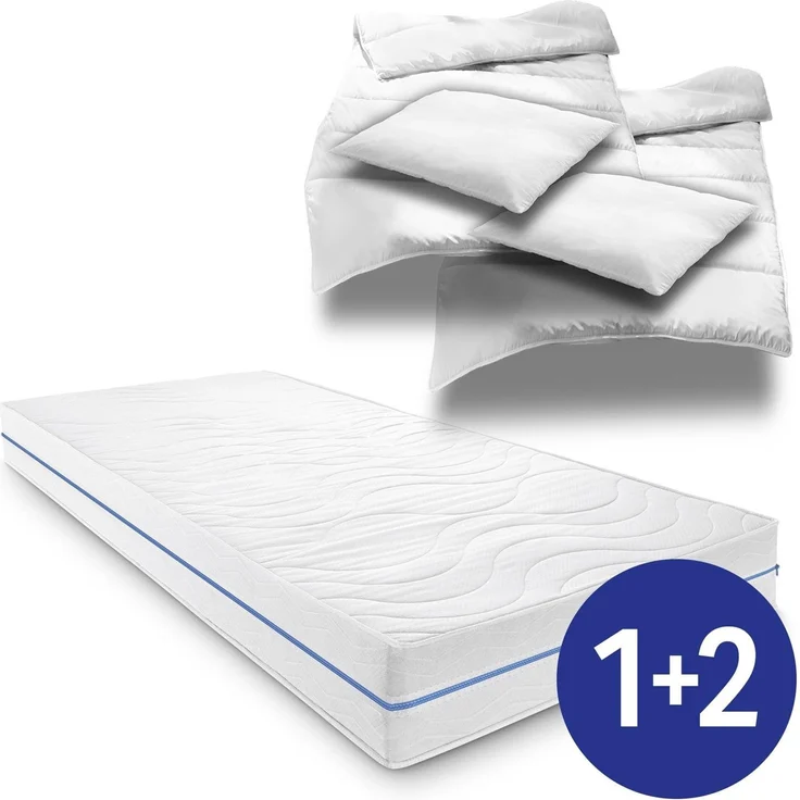 Ergonomische Matratze 160x200 cm 7-Zonen Supportho Premium Höhe 18 cm, Härtegrad H2/H3 + 2 x CloudComfort Basic Mikrofaser Bettset 135 x 200 cm + 80 x 80 cm