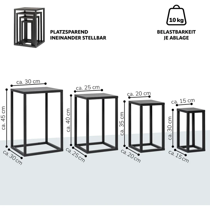 Blumenhocker 4er-Set, Metall-Blumenständer, Blumensäule schwarz – Bild 7