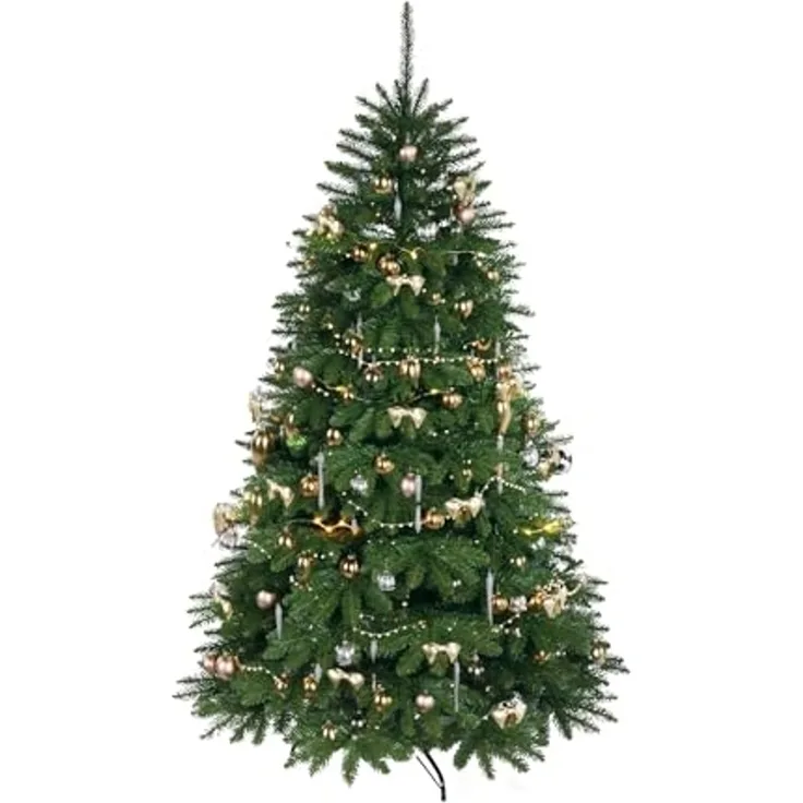 QLS Künstlicher Weihnachtsbaum NK10, Fichtenbaum, Tannenbaum mit Ständer 150-220 cm Christbaum Wohnzimmer