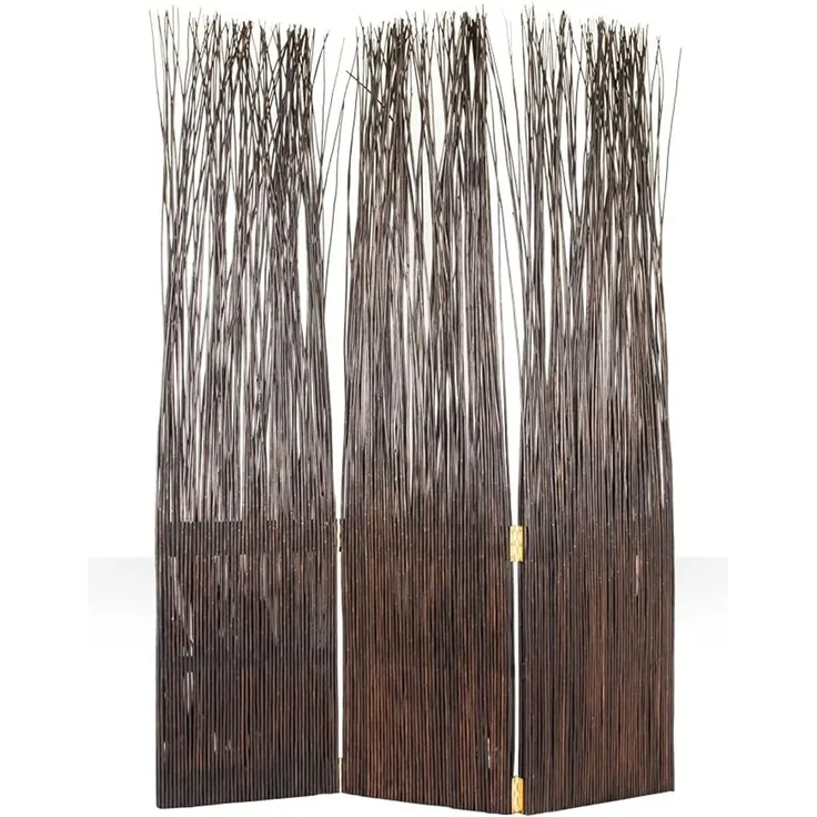 3 fach Paravent Raumteiler, Weide braun, 120x170 cm