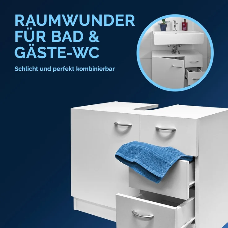 Casaria Waschbeckenunterschrank Neapel mit Schubladen 63cm Breit Waschbecken Unterschrank Badezimmer Stehend – Bild 4