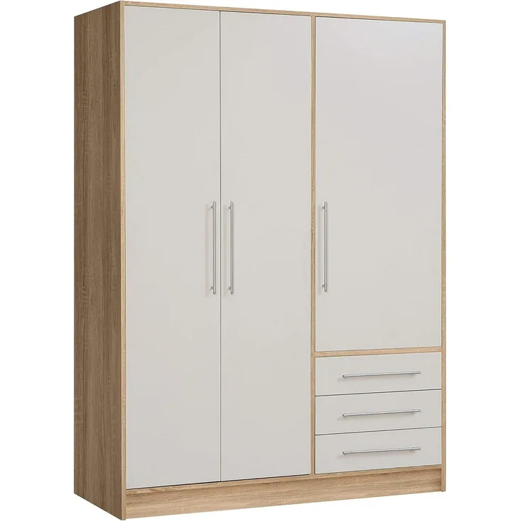 Forte 'Jupiter' Kleiderschrank, Sonoma Eiche hell/weiß, 3-türig, 145x200 cm