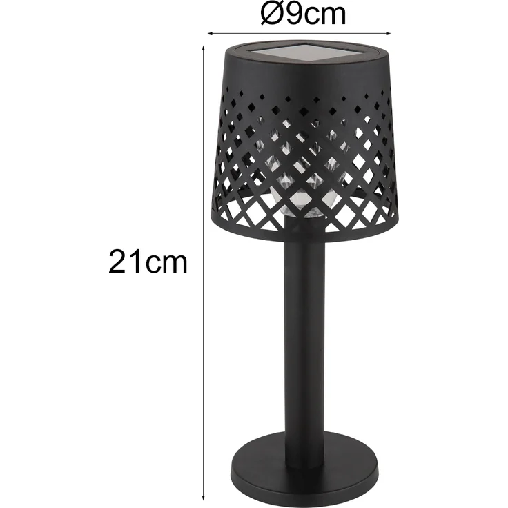 2er Set Kleine LED Outdoor Solar Tischleuchten Gitterschirm Schwarz, 21cm – Bild 3