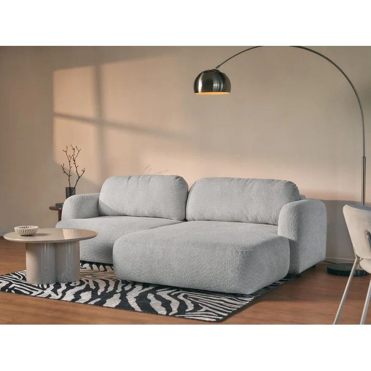 Selsey Tvoya Ecksofa mit Schlaffunktion, Ottomane rechts, Bouclé Hellgrau – Bild 2