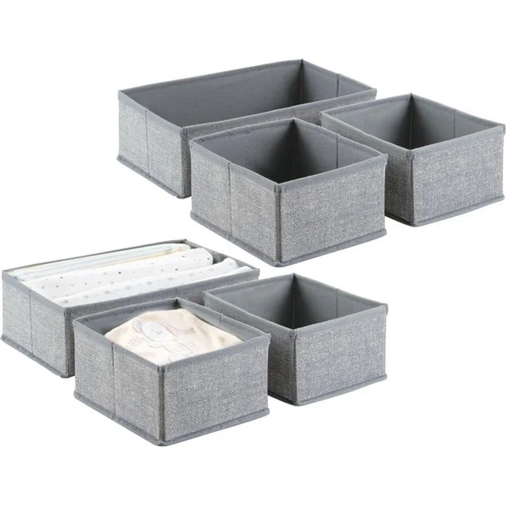 Aufbewahrungsbox Stoffkisten Organizer mDesign 6er Set 2 Größen grau – Bild 1