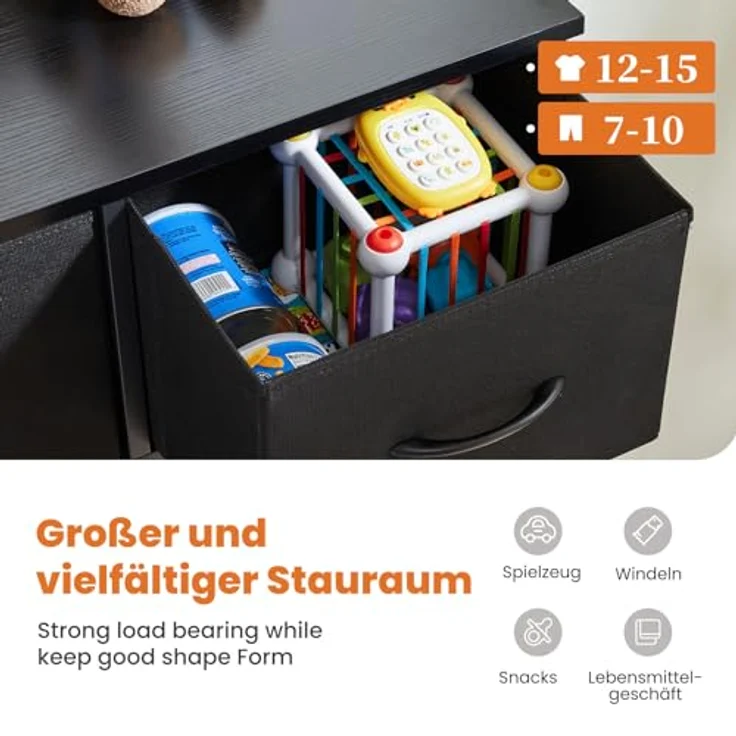 Sweetcrispy Kommode für Schlafzimmer, breite Schublade Kommode, 9 Stoffschubladen mit Griffen, Schubladen aus Stoff, Schrank, TV Stand für Schlafzimmer, Schrank, Wohnzimmer, Kinderzimmer – Bild 5