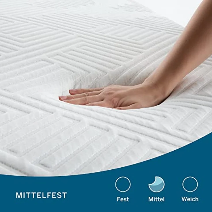LUCID 25 cm Latex Hybrid Matratze 135x190 cm, H3 – Federkernmatratze mit Gel Memory Foam & elastischem Latexschaum – Mittelfest – 135x190 cm – Bild 4