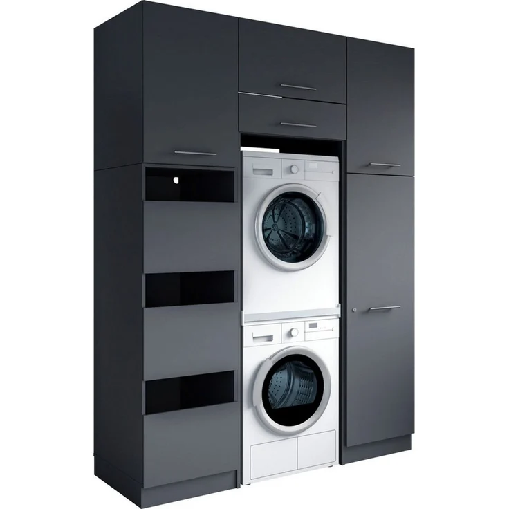 Laundreezy Mehrzweckschrank-Set Laundreezy, 6-tlg. Mehrzweckschrank-Set B/H/T 168/238/68 cm, (6-St), Breite 168 cm, Soft-Close-Funktion, höhenverstellbare Füße – Bild 5