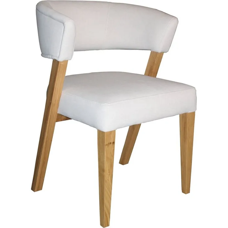 einrichtungsdesign24 4-Fußstuhl Eiche Stuhlsessel Linda mit Samt Bezug Beige, Eiche Massivholz