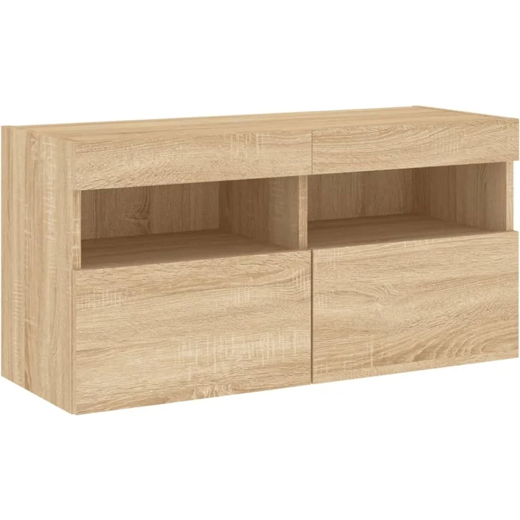 TV-Wandschrank, Fernsehschrank mit LED-Leuchten Sonoma-Eiche 80x30x40 cm – Bild 3