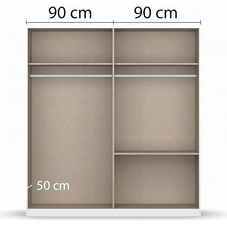 rauch Kleiderschrank, Drehtürenschrank COSTA, 4-türig, push-to-open, Alpinweiß, 181 x 197 x 54 cm – Bild 9