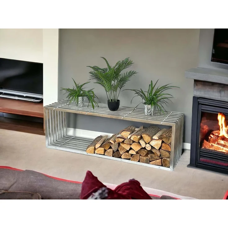 DanDiBo Kaminholzregal Innen Edelstahl Metall Kaminholzständer 96429 Brennholzregal 150 cm Holzkorb Kaminholzhalter – Bild 6