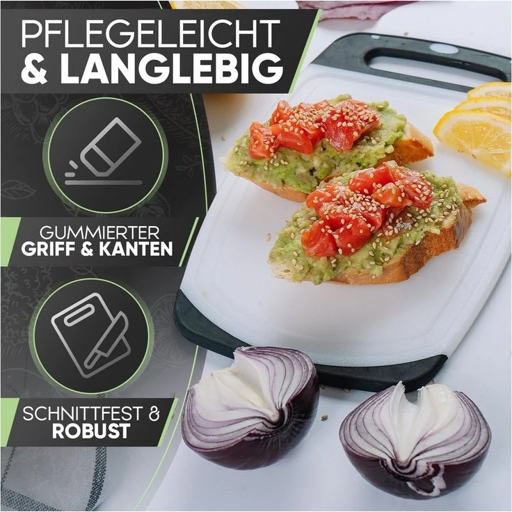 Loco Bird Frühstücksbrett 6er Set - 25,5 x 16cm, Kunststoff, (PVC-Brettchen für die Küche, 6-St, Brettchen), Antibakterielles Frühstücksbrett aus Kunststoff – Bild 3