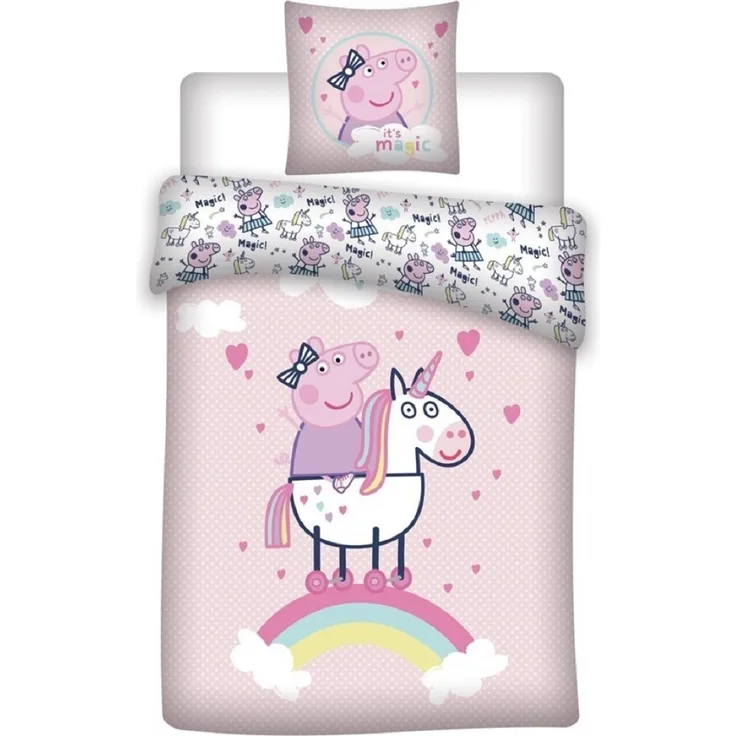 Peppa Pig Bettwäsche-Set – 1x Deckenbezug 140x200 & 1x Kissenbezug 65x65 cm für Kinder