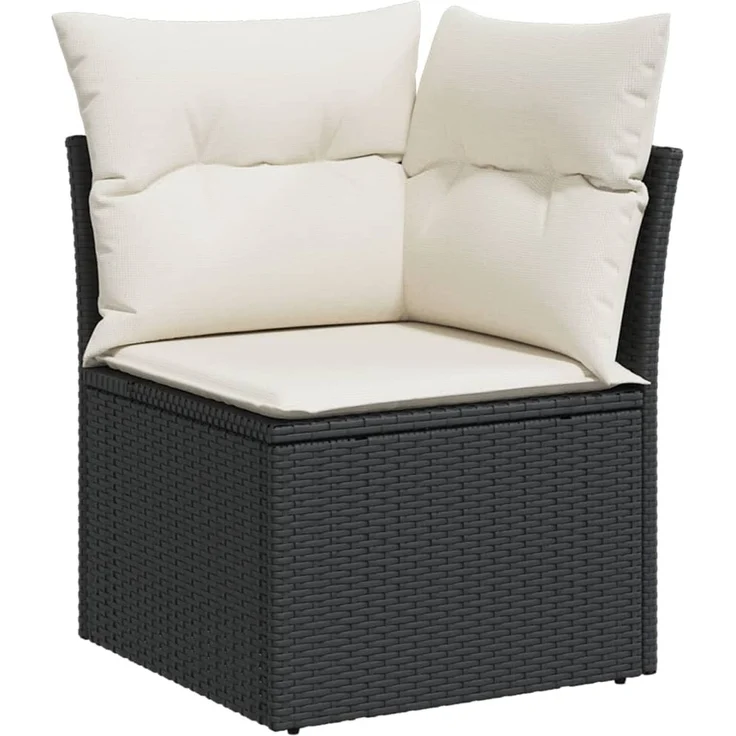 vidaXL 6-tlg. Garten-Sofagarnitur mit Kissen Schwarz Poly Rattan 3266586 – Bild 3