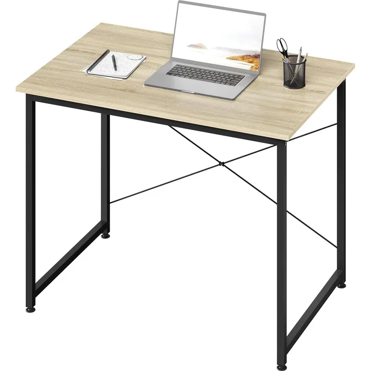 WOLTU TSB03hei-a Holz mit Eisen-Gestell Computertisch Bürotisch Schreibtisch PC Tisch Arbeitstisch Esstisch Große Desktop Design