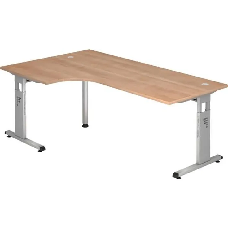 Winkeltisch OS82 C-Fuß 200x120cm 90° Nussbaum Gestellfarbe: Silber