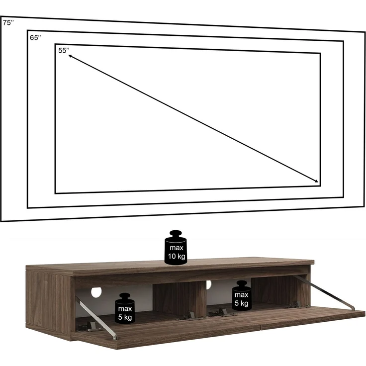 Selsey 'Bemmi Slim' - TV-Hängeboard 2-türig, Holzoptik Walnuss Wisconsin, 100 cm – Bild 8